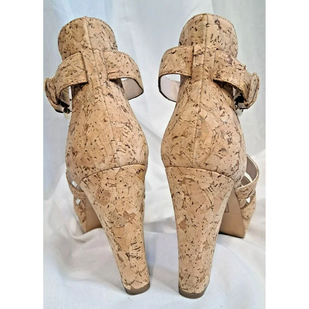 MRKT  Elyse Natural Cork Strappy Summer Heels Size 7.5M Womens - Picture 8 of 15